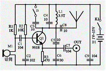 三極管無(wú)線話筒電路圖