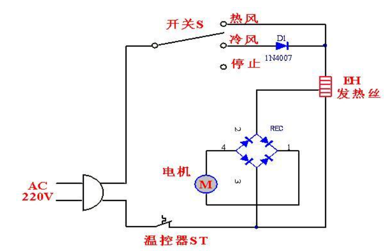 電吹風(fēng)電路圖