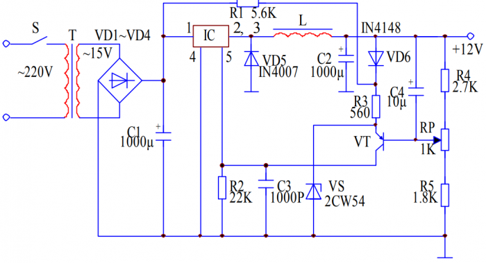 開關直流穩(wěn)壓電源電路